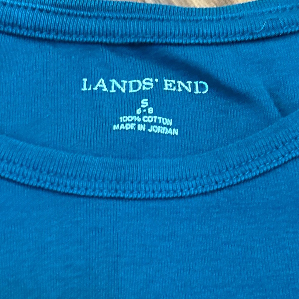 Lands' End Jewel Tone Green Supima Cotton Lone Sleeve Tee Top - Picture 5 of 7